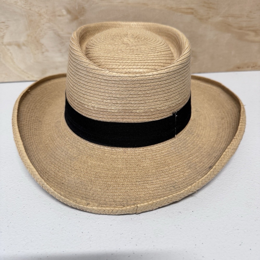 Vintage Gumarcaah Handwoven Palm Leaf Sun Hat - Size (7) 56 Guatemala